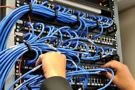 Example of network data cabinet patch panels