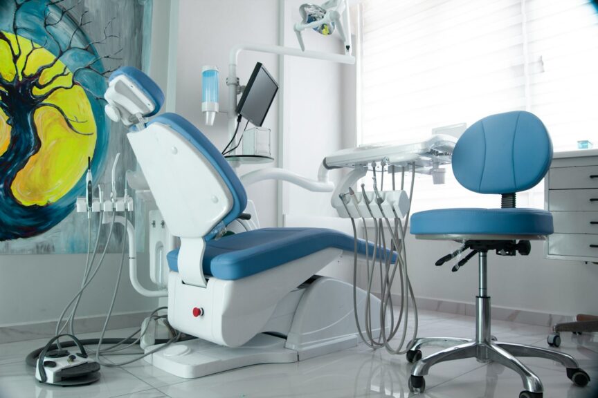 Modern dental surgery treatment room with patient chair